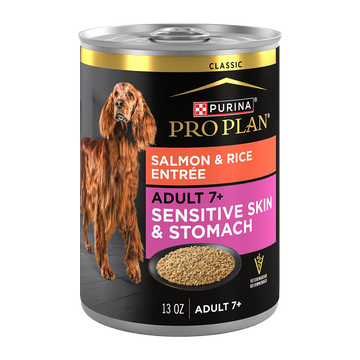 Purina Pro Plan Adult 7+ Sensitive Skin & Stomach Salmon & Rice Entrée Classic Wet Dog Food