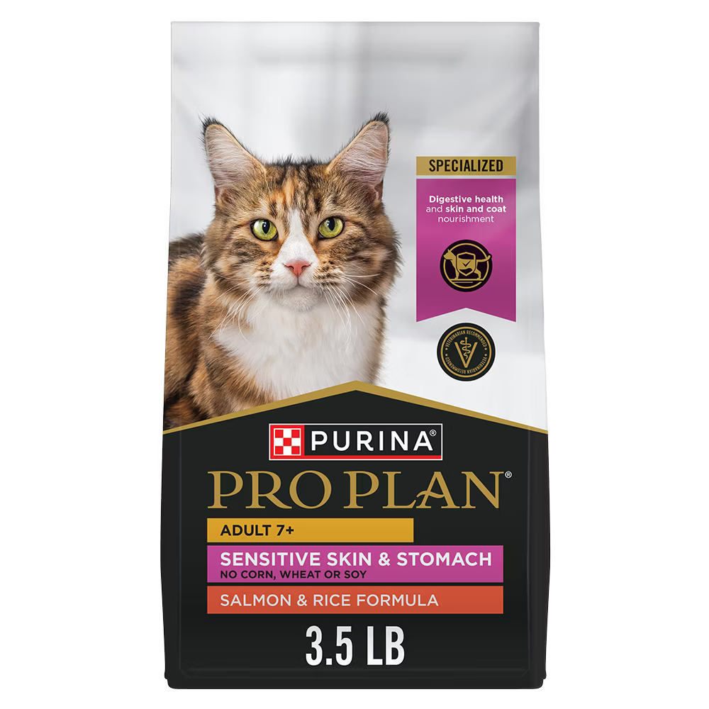 Purina Pro Plan Adult 7+ Sensitive Skin & Stomach Salmon & Rice Dry Cat Food
