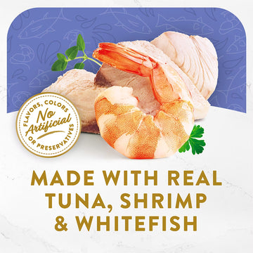 Fancy Feast Wet Cat Food Complement with Tuna, Shrimp & Whitefish in a Decadent Silky Broth