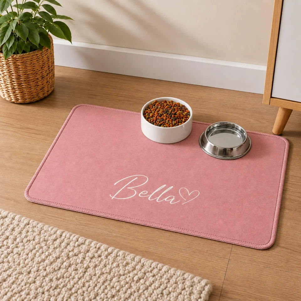 Personalised Pet Name Feeding Custom Mat For Dog Cat Food Bowl Placemat