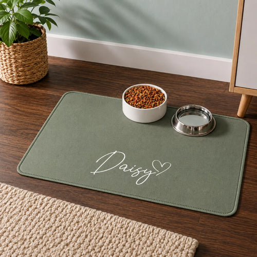Personalised Pet Name Feeding Custom Mat For Dog Cat Food Bowl Placemat